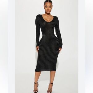 Fashion Nova Luscious Perception Double V-Neckline Midi NWT